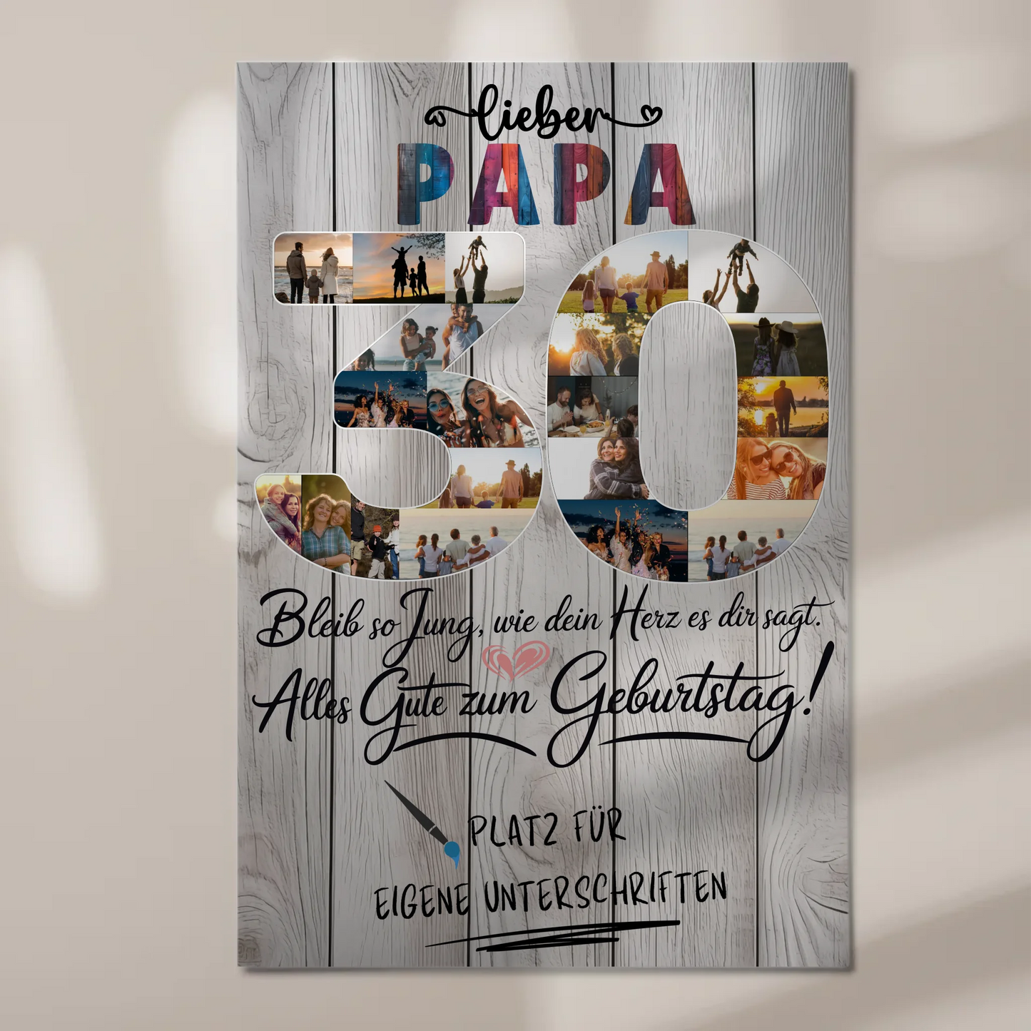 Magnet Wandbild mit Unterschriften Papa 30 Geburtstag Fotos