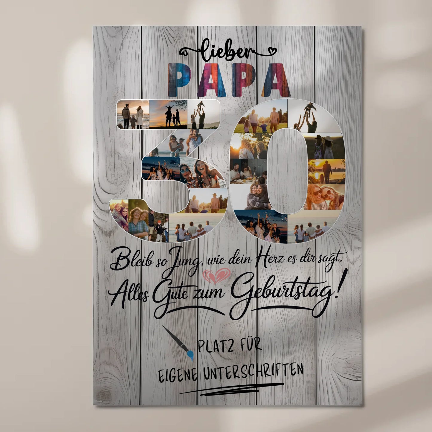 Magnet Wandbild mit Unterschriften Papa 30 Geburtstag Fotos