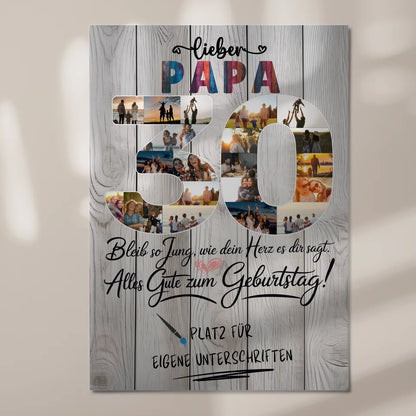 Magnet Wandbild mit Unterschriften Papa 30 Geburtstag Fotos