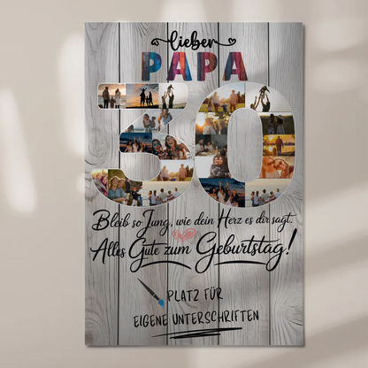 Magnet Wandbild mit Unterschriften Papa 30 Geburtstag Fotos