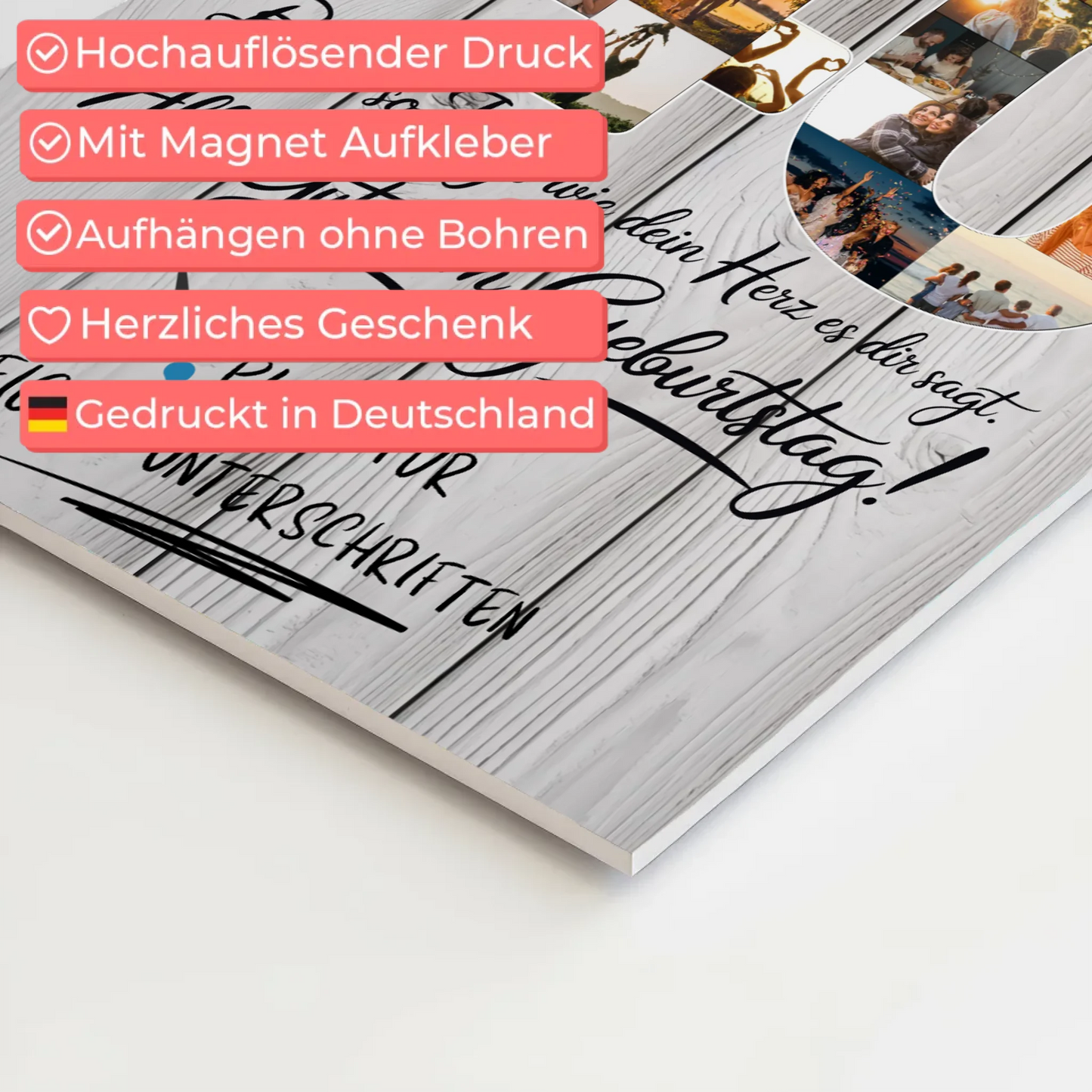 Magnetisches Fotoboard Poster mit Wunschtext für Papa 40 Geburtstag