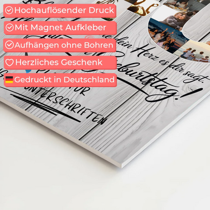 Magnetisches Fotoboard Poster mit Wunschtext für Papa 40 Geburtstag