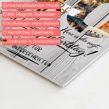 Magnetisches Fotoboard Poster mit Wunschtext für Papa 40 Geburtstag