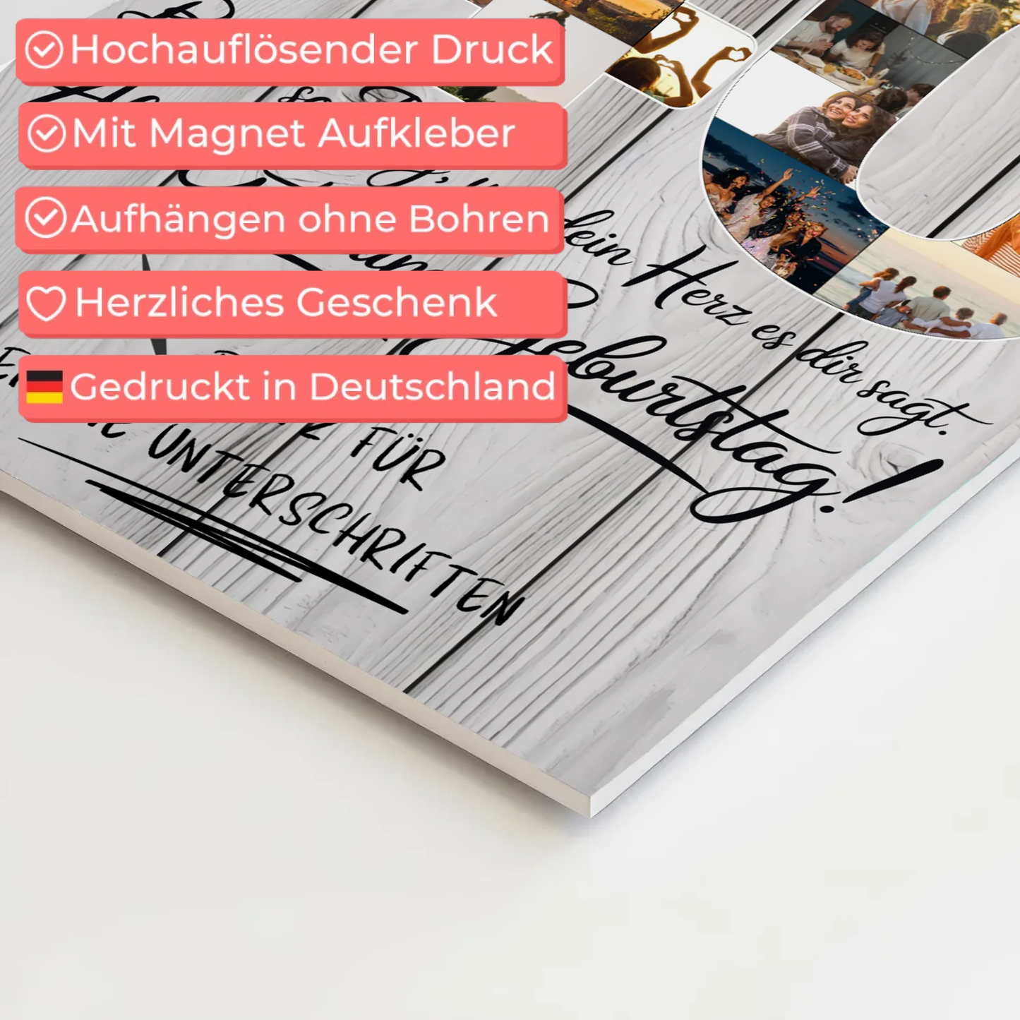 Magnetisches Fotoboard Poster mit Wunschtext für Papa 40 Geburtstag