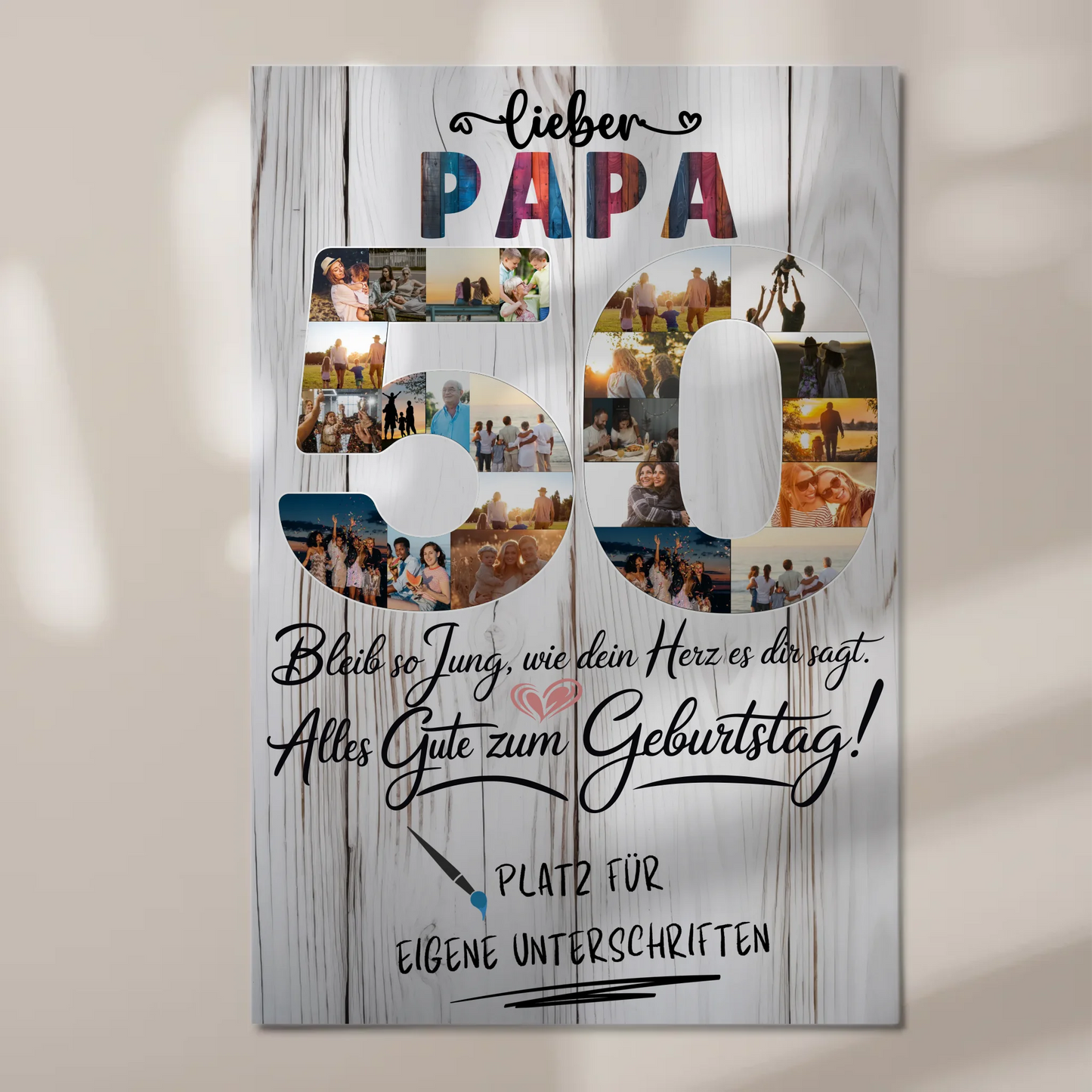 Fotoboard Magnet Poster mit Unterschriften Papa 50 Geburtstag