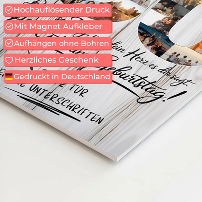 Fotoboard Magnet Poster mit Unterschriften Papa 50 Geburtstag