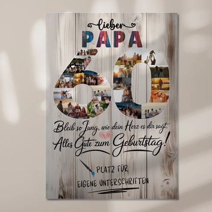 Fotoboard Poster magnetisch mit Wunschtext Papa 60 Geburtstag