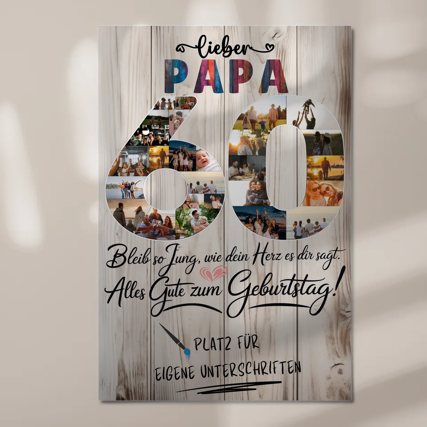 Fotoboard Poster magnetisch mit Wunschtext Papa 60 Geburtstag
