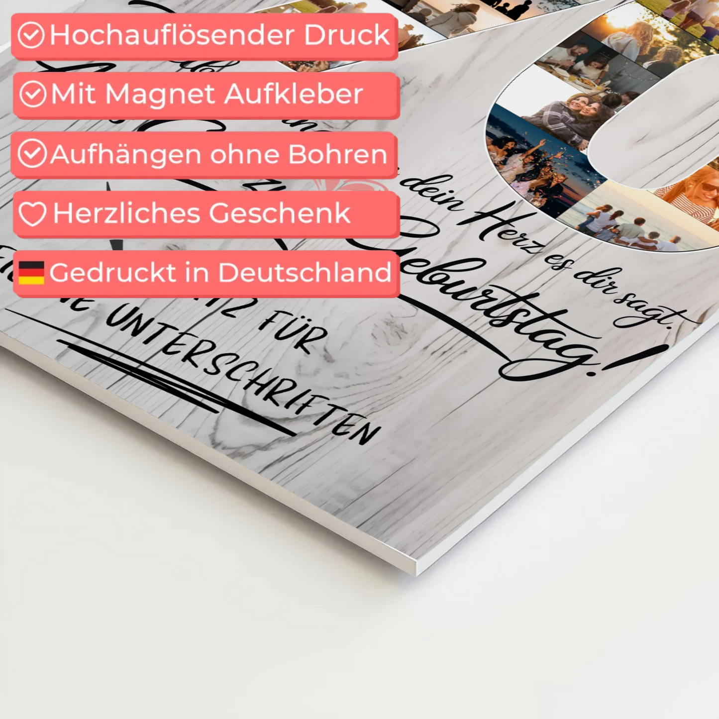 Magnetisches Fotoboard mit Unterschriften Papa 70 Geburtstag