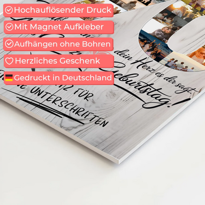 Magnetisches Fotoboard mit Unterschriften Papa 70 Geburtstag