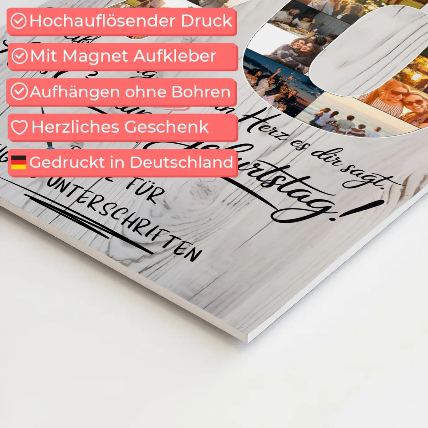 Magnetisches Fotoboard mit Unterschriften Papa 70 Geburtstag