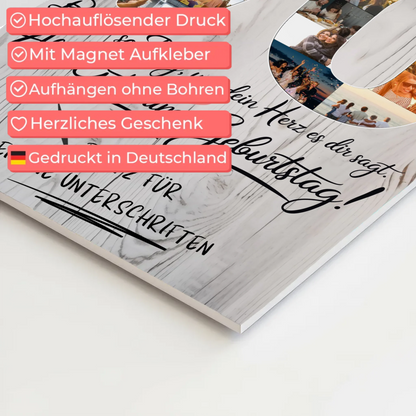 Magnetisches Fotoboard mit Unterschriften Papa 70 Geburtstag