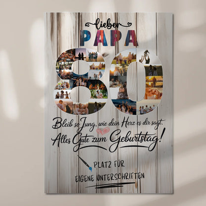 Magnet Poster mit Wunschtext Papa 80 Geburtstag Fotos