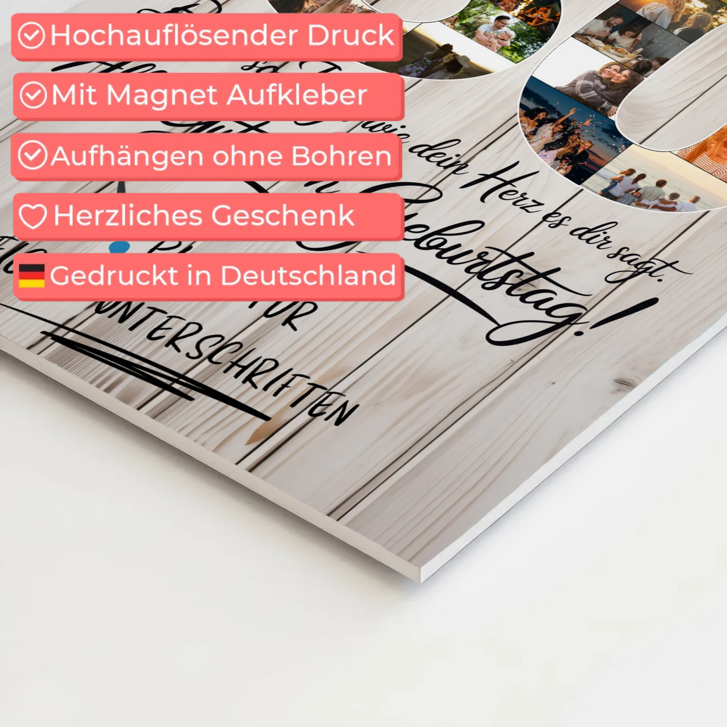 Magnet Poster mit Wunschtext Papa 80 Geburtstag Fotos