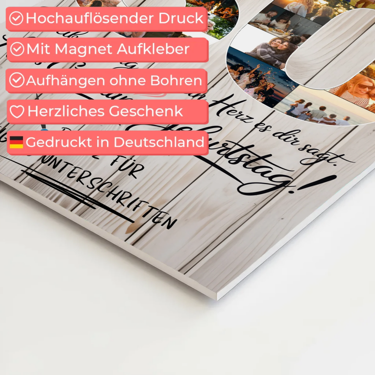 Magnet Poster mit Wunschtext Papa 80 Geburtstag Fotos