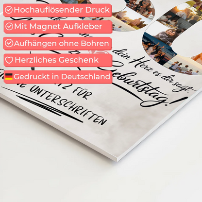 Magnet Wandbild mit Unterschriften Tante 30 Geburtstag Fotos