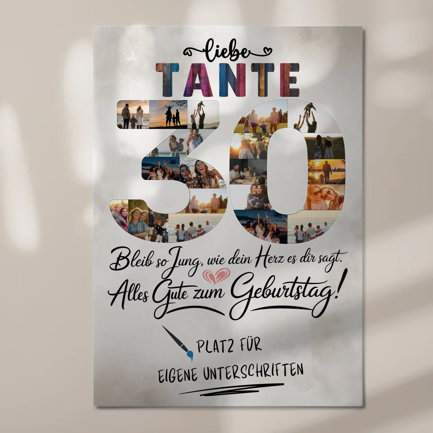 Magnet Wandbild mit Unterschriften Tante 30 Geburtstag Fotos