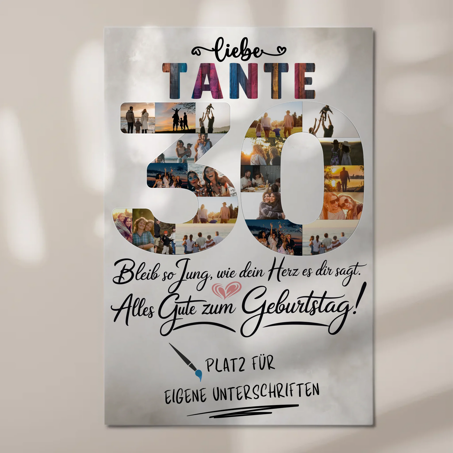 Magnet Wandbild mit Unterschriften Tante 30 Geburtstag Fotos