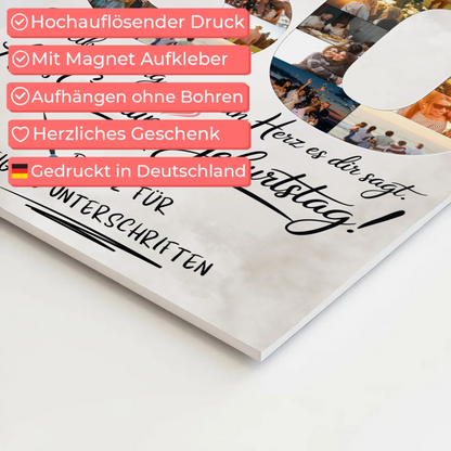 Magnet Wandbild mit Unterschriften Tante 30 Geburtstag Fotos