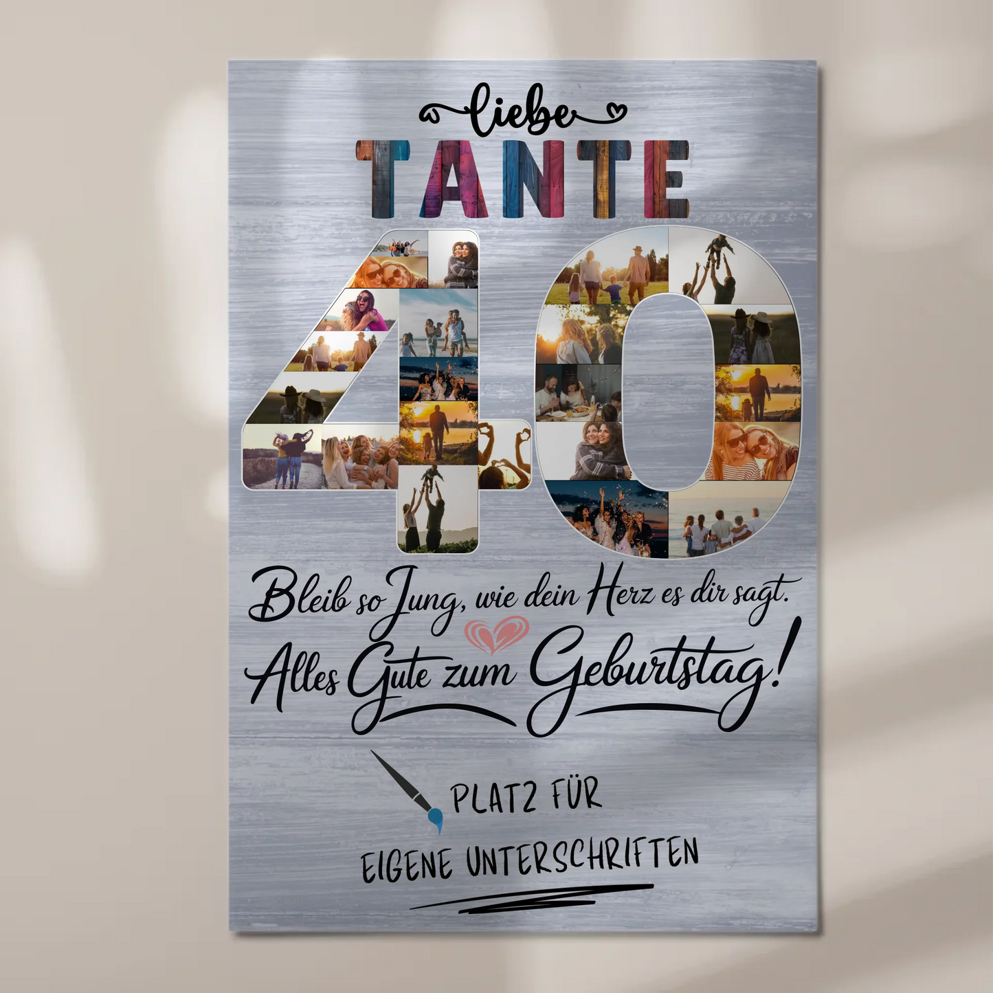 Poster magnetisch mit Wunschtext Fotoboard Tante 40 Geburtstag