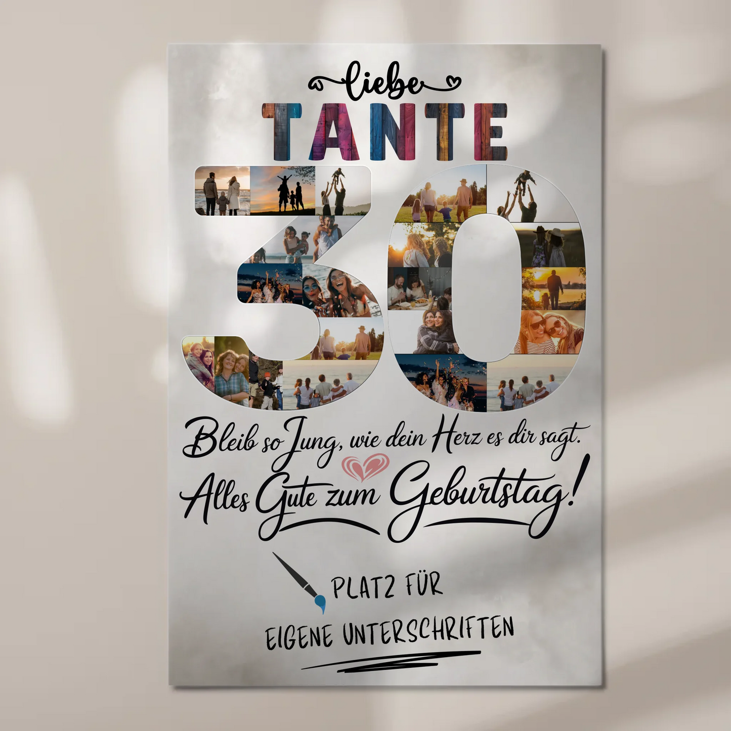 Magnet Wandbild mit Unterschriften Tante 30 Geburtstag Fotos