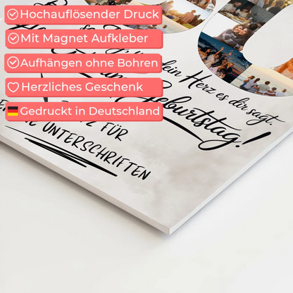 Magnet Wandbild mit Unterschriften Tante 30 Geburtstag Fotos