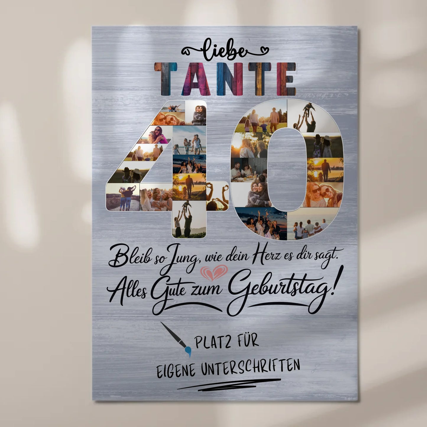 Poster magnetisch mit Wunschtext Fotoboard Tante 40 Geburtstag