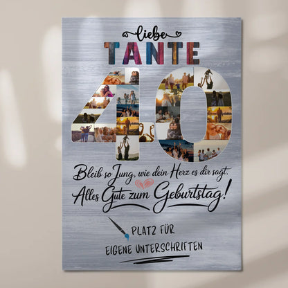 Poster magnetisch mit Wunschtext Fotoboard Tante 40 Geburtstag