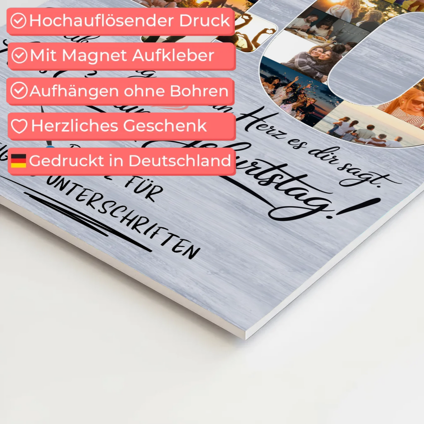 Poster magnetisch mit Wunschtext Fotoboard Tante 40 Geburtstag