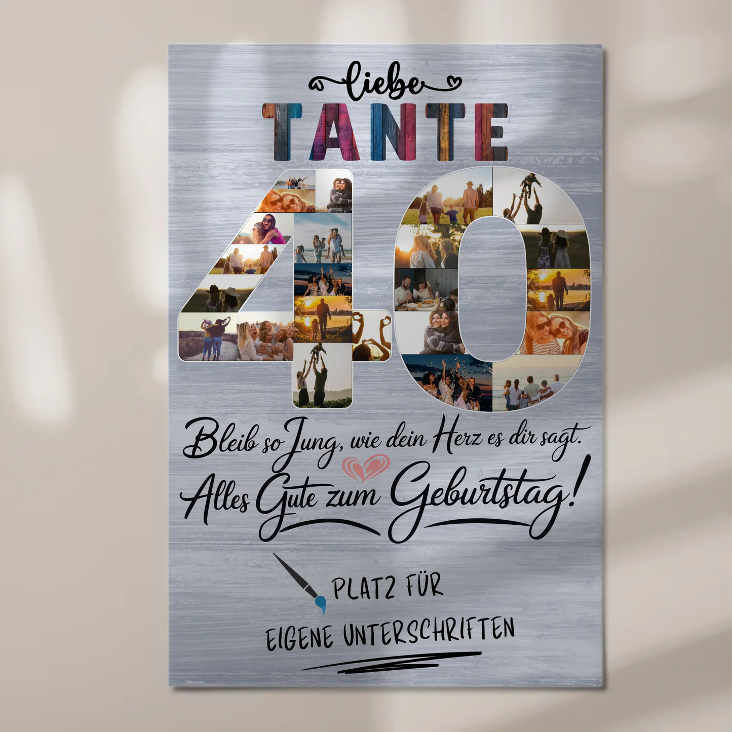 Poster magnetisch mit Wunschtext Fotoboard Tante 40 Geburtstag