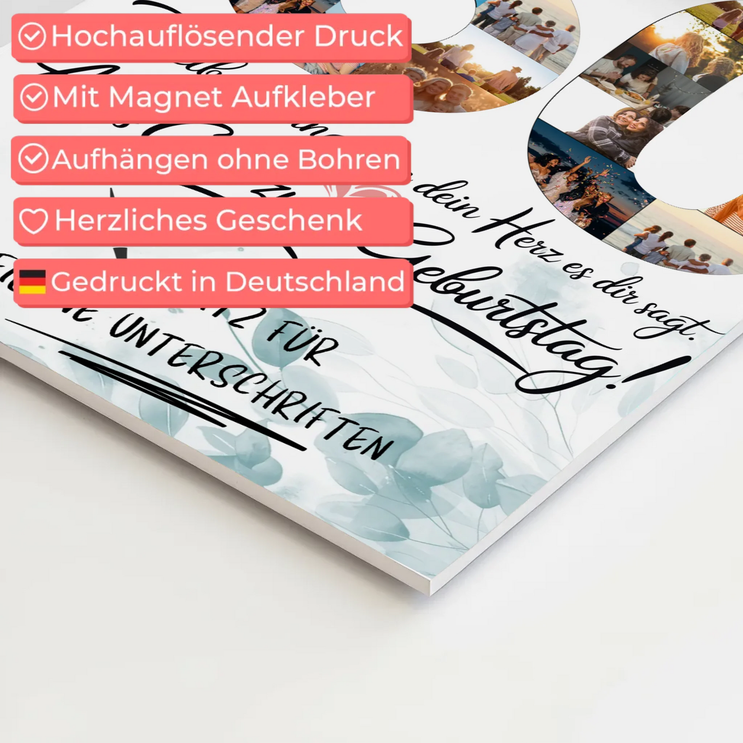 Fotoboard Magnet Poster mit Unterschriften Tante 50 Geburtstag