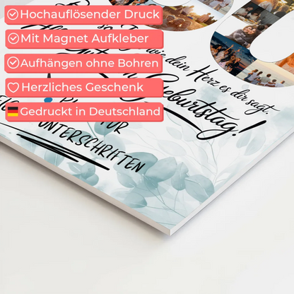 Fotoboard Magnet Poster mit Unterschriften Tante 50 Geburtstag