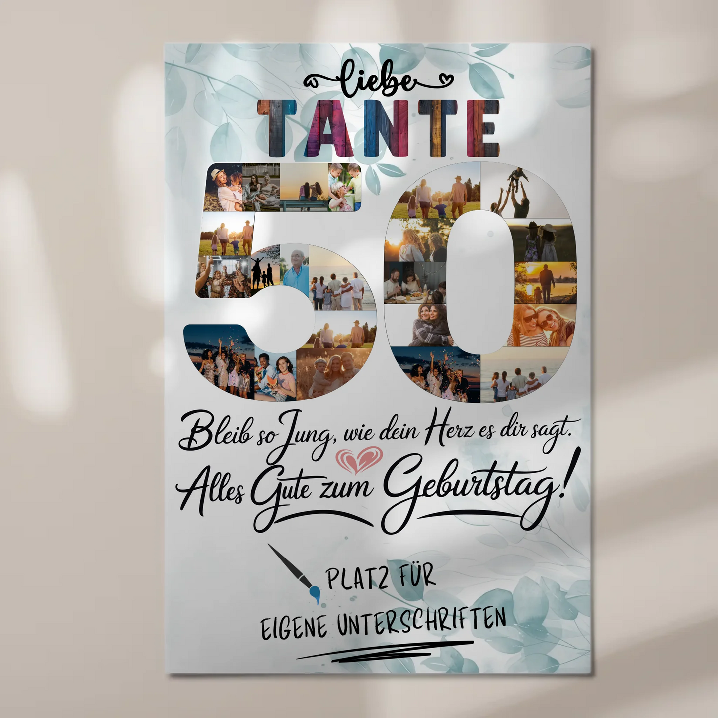 Fotoboard Magnet Poster mit Unterschriften Tante 50 Geburtstag