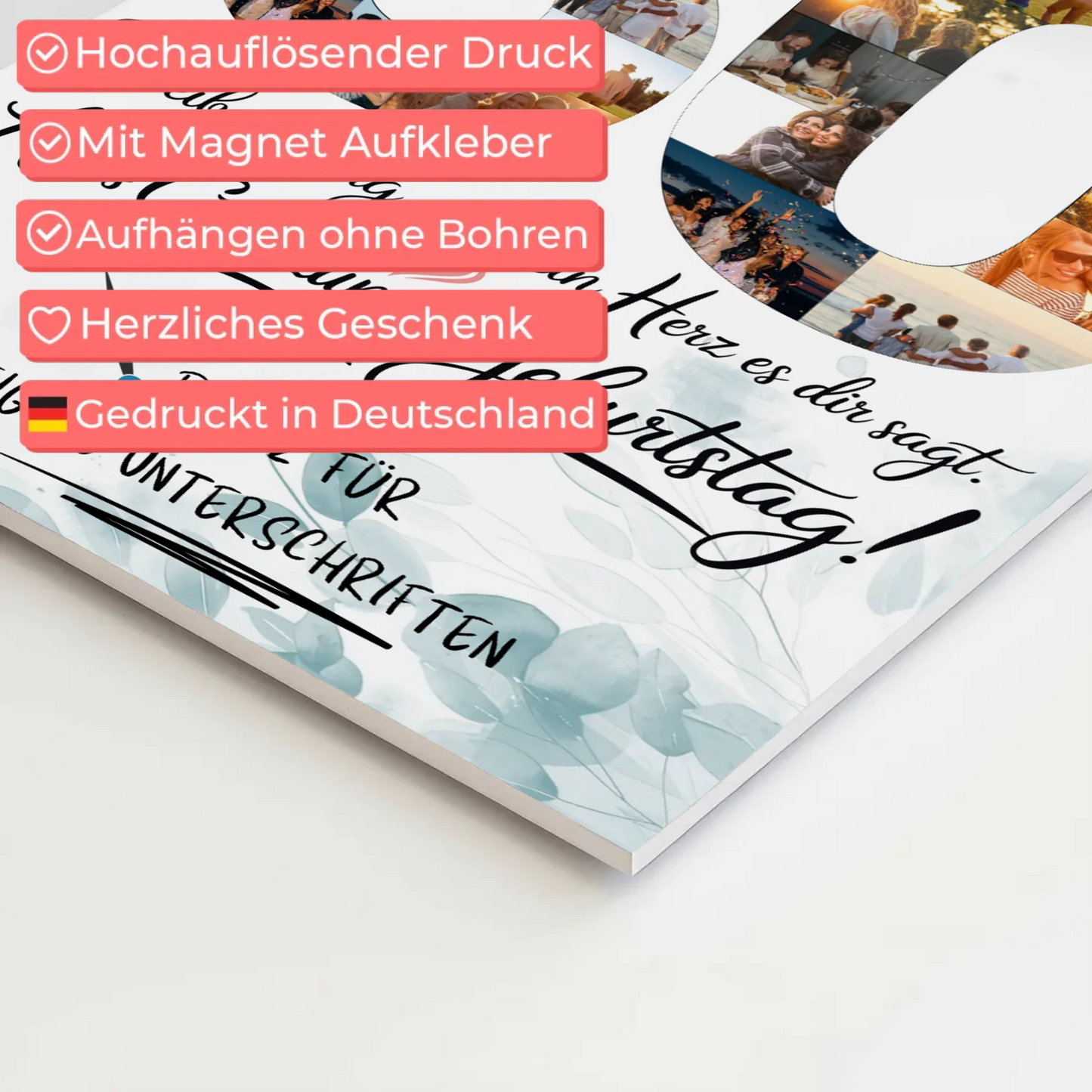 Fotoboard Magnet Poster mit Unterschriften Tante 50 Geburtstag