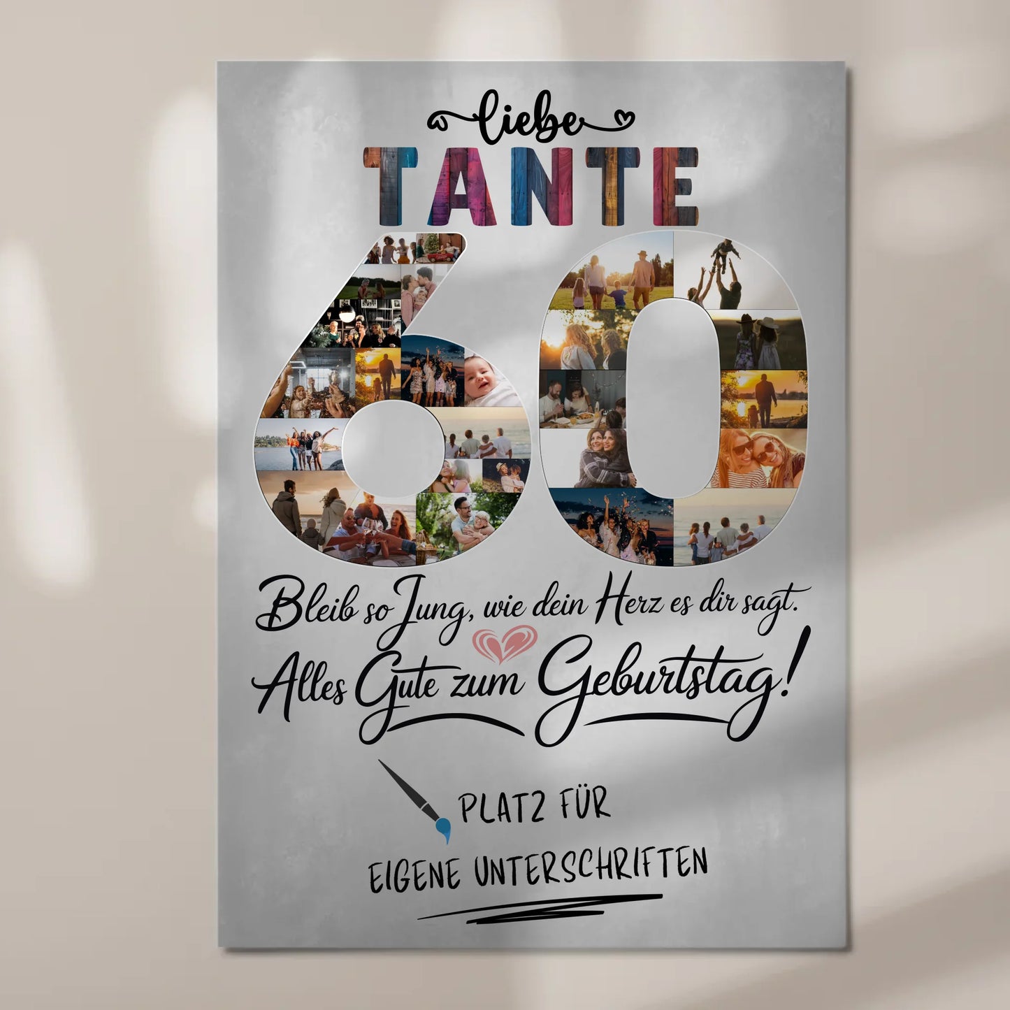 Fotoboard Poster magnetisch mit Wunschtext Tante 60 Geburtstag