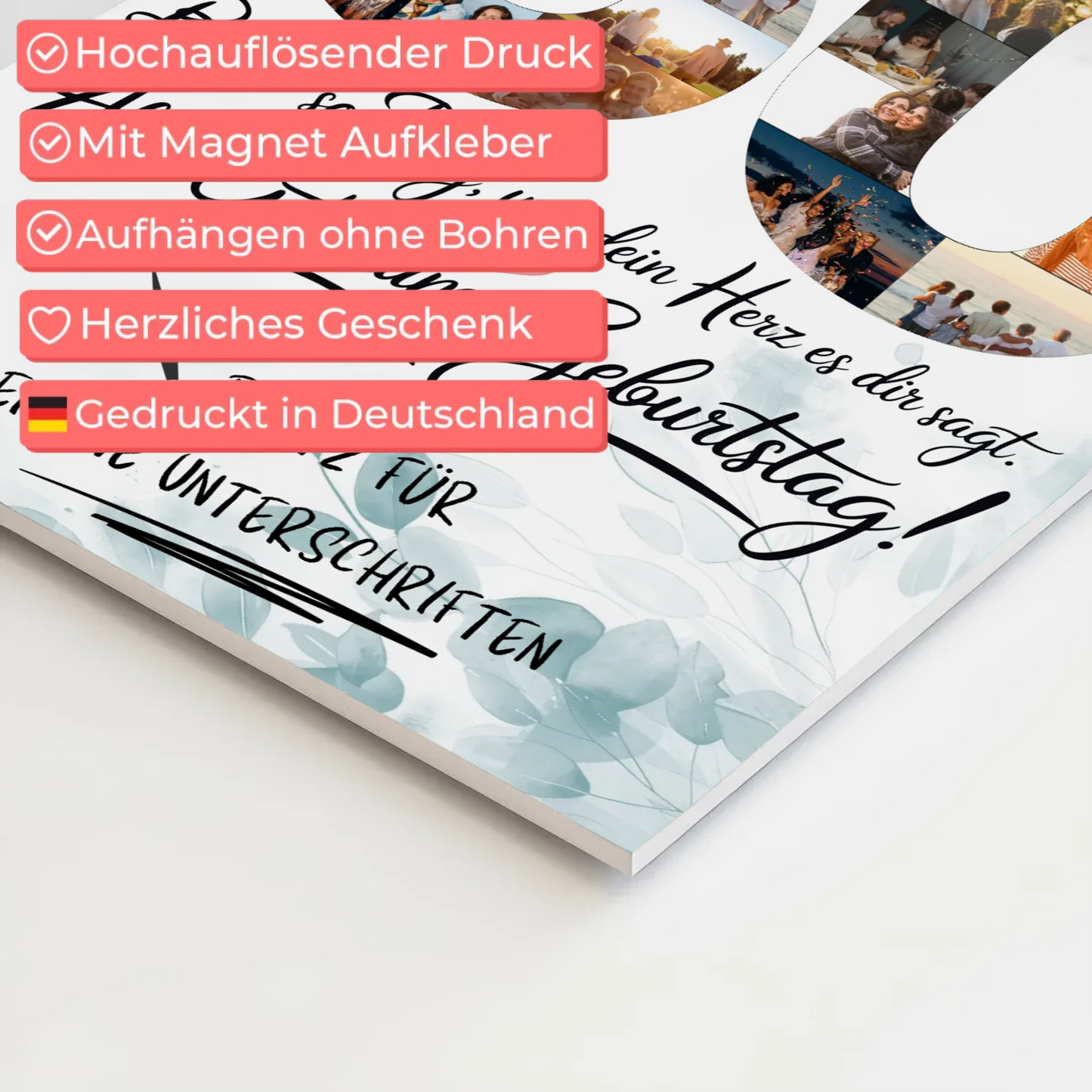 Fotoboard Magnet Poster mit Unterschriften Tante 50 Geburtstag