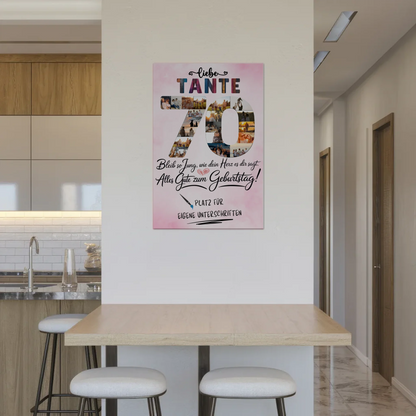 Magnetisches Fotoboard mit Unterschriften Tante 70 Geburtstag Fotos