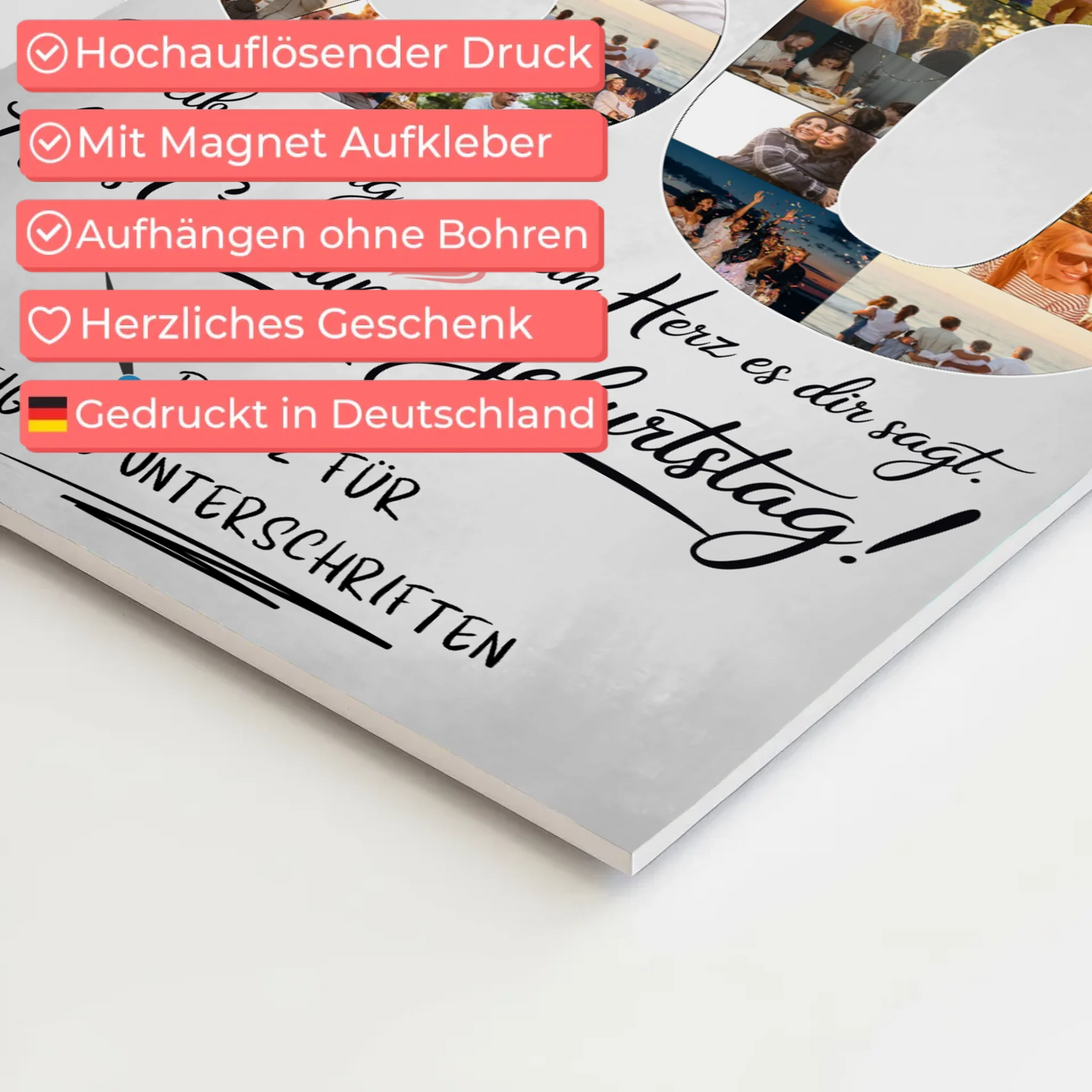 Fotoboard Poster magnetisch mit Wunschtext Tante 60 Geburtstag