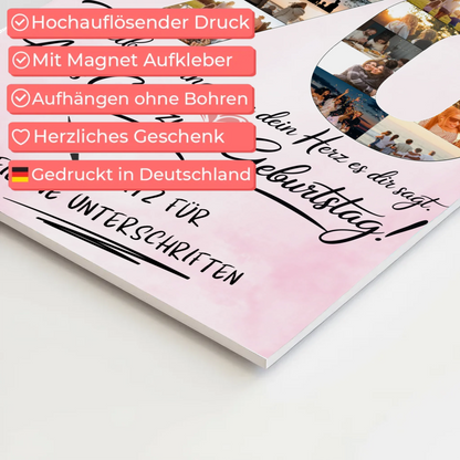 Magnetisches Fotoboard mit Unterschriften Tante 70 Geburtstag Fotos
