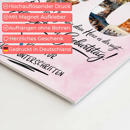 Magnetisches Fotoboard mit Unterschriften Tante 70 Geburtstag Fotos
