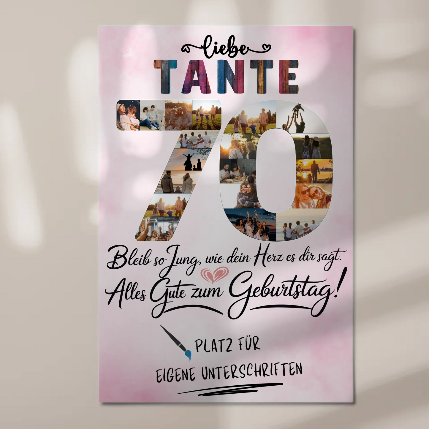 Magnetisches Fotoboard mit Unterschriften Tante 70 Geburtstag Fotos