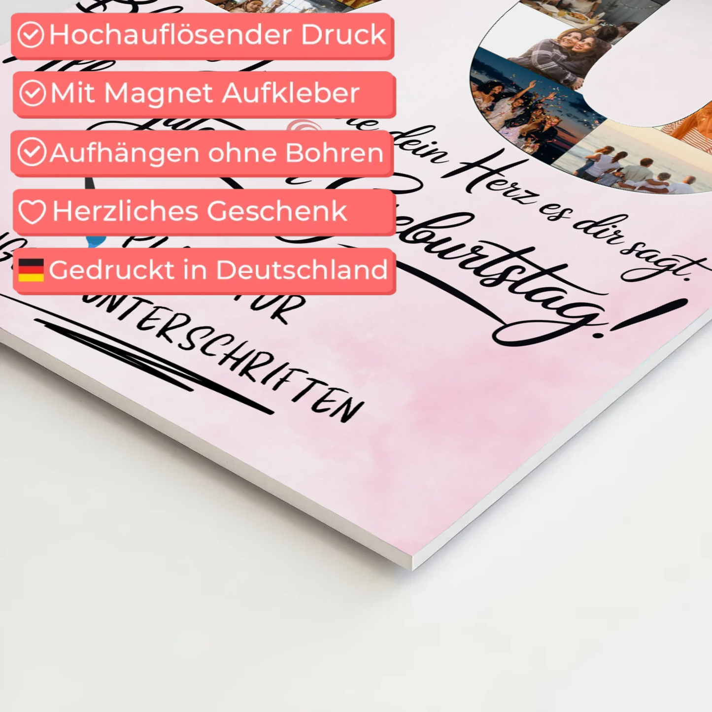 Magnetisches Fotoboard mit Unterschriften Tante 70 Geburtstag Fotos