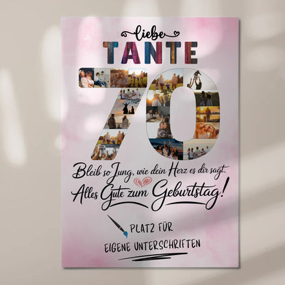 Magnetisches Fotoboard mit Unterschriften Tante 70 Geburtstag Fotos