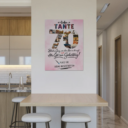 Magnetisches Fotoboard mit Unterschriften Tante 70 Geburtstag Fotos