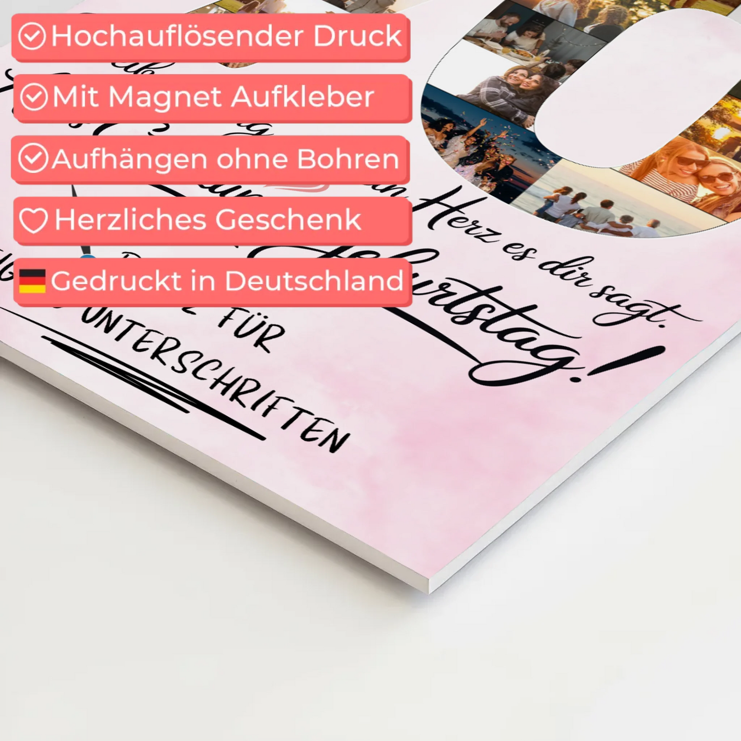 Magnetisches Fotoboard mit Unterschriften Tante 70 Geburtstag Fotos