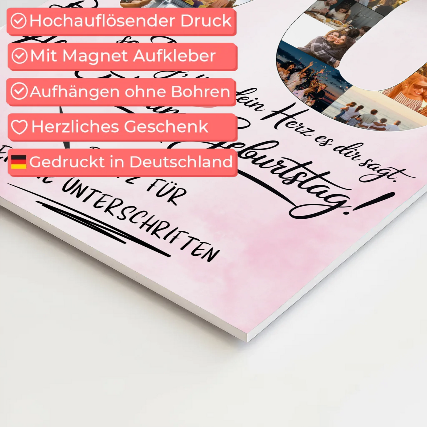 Magnetisches Fotoboard mit Unterschriften Tante 70 Geburtstag Fotos