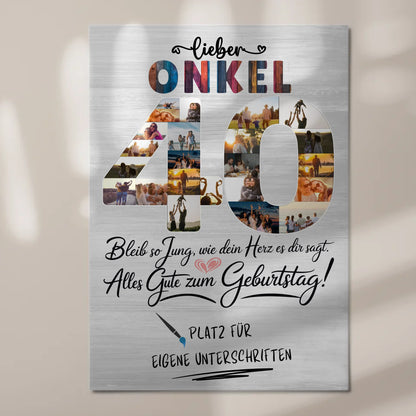 Magnet Wandbild mit Unterschriften Onkel 40 Geburtstag Fotos