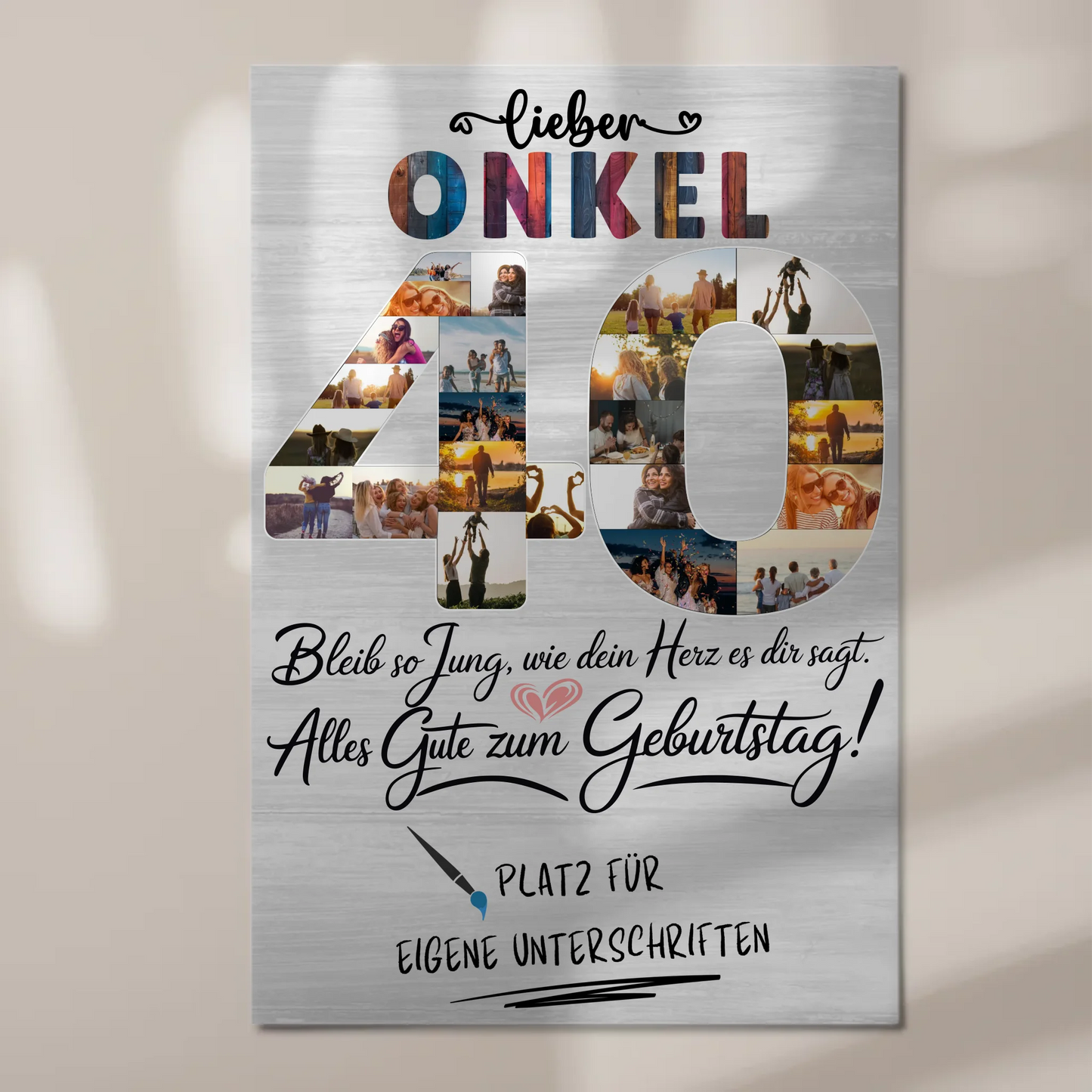 Magnet Wandbild mit Unterschriften Onkel 40 Geburtstag Fotos