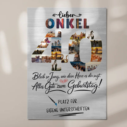 Magnet Wandbild mit Unterschriften Onkel 40 Geburtstag Fotos