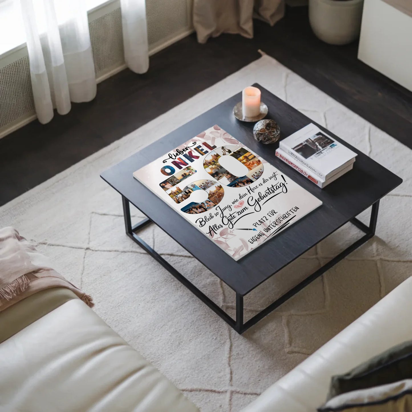 Magnetisches Fotoboard Poster mit Wunschtext Onkel 50 Geburtstag